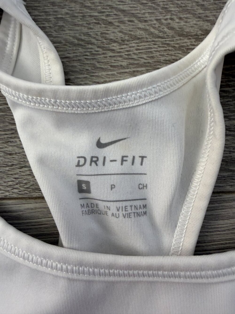 Nike Dri FIT Sports Bra Womens Small White Black Racerback Workout - Picture 3 of 6